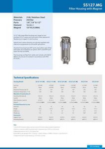 Filtro in acciaio inox serie SS127.MG con magnete