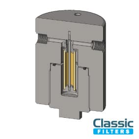 Custom high pressure filter housing cross-section drawing