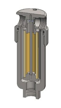 Stainless steel filter housing cross-section