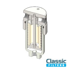 Support cage used with coalescing filter element