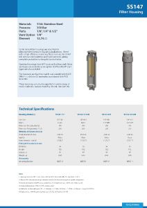 Classic Filters SS147 시리즈 데이터 시트 - Fisher 252의 대안